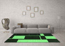 Machine Washable Abstract Emerald Green Contemporary Area Rugs in a Living Room,, wshcon2760emgrn
