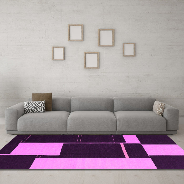 Machine Washable Abstract Pink Contemporary Rug in a Living Room, wshcon2760pnk