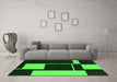 Machine Washable Abstract Green Contemporary Area Rugs in a Living Room,, wshcon2760grn