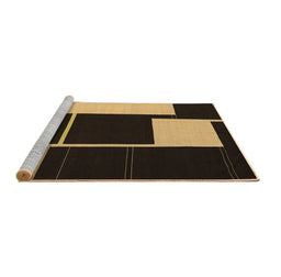 Sideview of Machine Washable Abstract Brown Contemporary Rug, wshcon2760brn