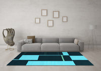 Machine Washable Abstract Light Blue Contemporary Rug, wshcon2760lblu