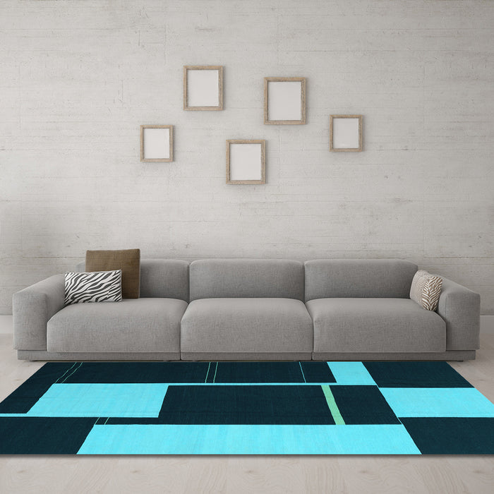 Machine Washable Abstract Light Blue Contemporary Rug in a Living Room, wshcon2760lblu