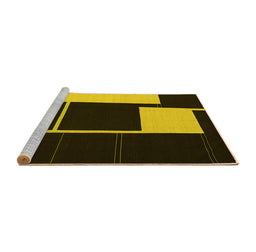Sideview of Machine Washable Abstract Yellow Contemporary Rug, wshcon2760yw