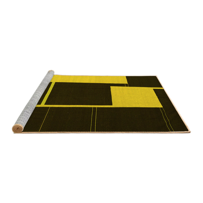 Sideview of Machine Washable Abstract Yellow Contemporary Rug, wshcon2760yw