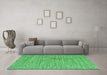 Machine Washable Abstract Green Contemporary Area Rugs in a Living Room,, wshcon2761grn