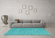 Machine Washable Abstract Turquoise Contemporary Area Rugs in a Living Room,, wshcon2761turq