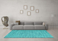 Machine Washable Abstract Turquoise Contemporary Rug, wshcon2761turq