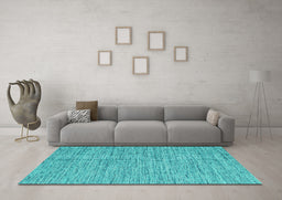 Machine Washable Abstract Turquoise Contemporary Area Rugs in a Living Room,, wshcon2761turq