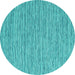 Round Machine Washable Abstract Turquoise Contemporary Area Rugs, wshcon2761turq