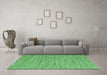 Machine Washable Abstract Emerald Green Contemporary Area Rugs in a Living Room,, wshcon2761emgrn