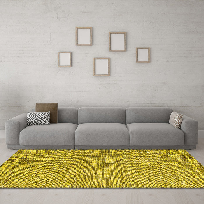 Machine Washable Abstract Yellow Contemporary Rug in a Living Room, wshcon2761yw