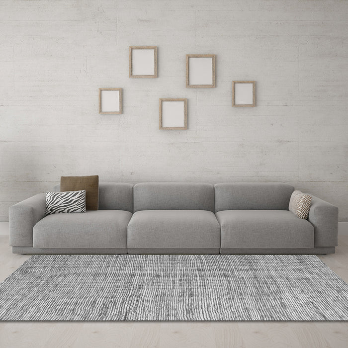 Machine Washable Abstract Gray Contemporary Rug in a Living Room,, wshcon2762gry
