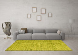 Machine Washable Abstract Yellow Contemporary Rug in a Living Room, wshcon2762yw