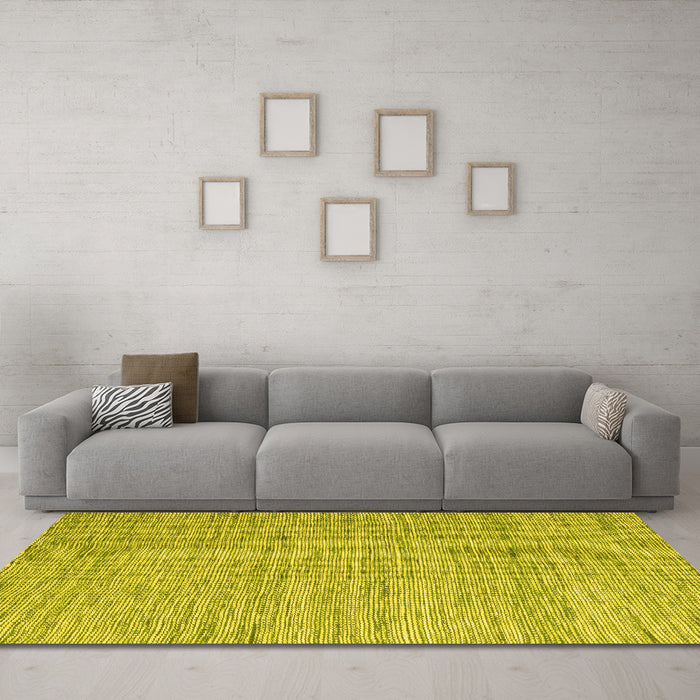 Machine Washable Abstract Yellow Contemporary Rug in a Living Room, wshcon2762yw
