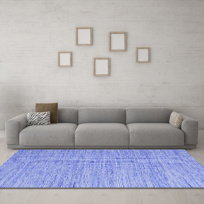 Machine Washable Abstract Blue Contemporary Rug in a Living Room, wshcon2762blu
