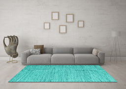 Machine Washable Abstract Turquoise Contemporary Area Rugs in a Living Room,, wshcon2762turq