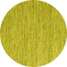 Round Abstract Yellow Contemporary Rug, con2762yw