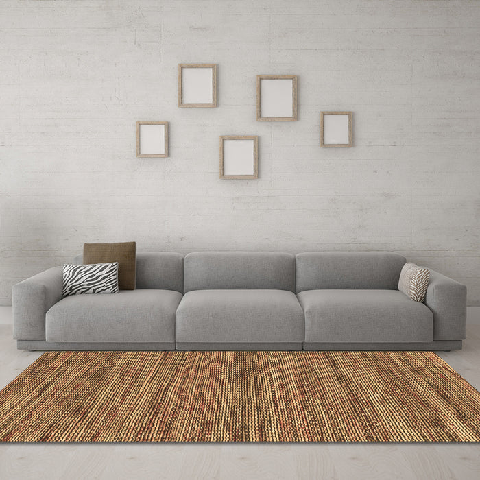 Machine Washable Abstract Brown Contemporary Rug in a Living Room,, wshcon2763brn