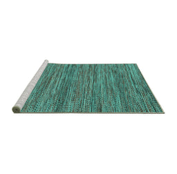 Sideview of Machine Washable Abstract Turquoise Contemporary Area Rugs, wshcon2763turq