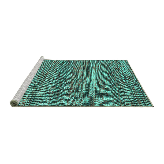 Sideview of Machine Washable Abstract Turquoise Contemporary Area Rugs, wshcon2763turq