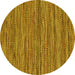 Round Machine Washable Abstract Yellow Contemporary Rug, wshcon2763yw