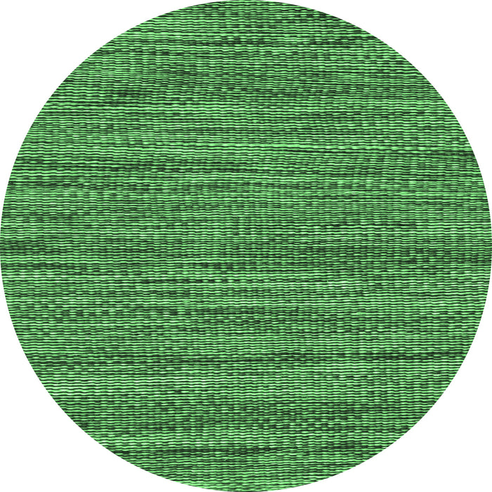 Round Machine Washable Abstract Emerald Green Contemporary Area Rugs, wshcon2763emgrn