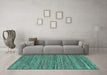 Machine Washable Abstract Turquoise Contemporary Area Rugs in a Living Room,, wshcon2763turq