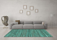 Machine Washable Abstract Turquoise Contemporary Rug, wshcon2763turq