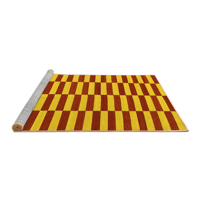 Sideview of Machine Washable Oriental Yellow Traditional Rug, wshcon2764yw