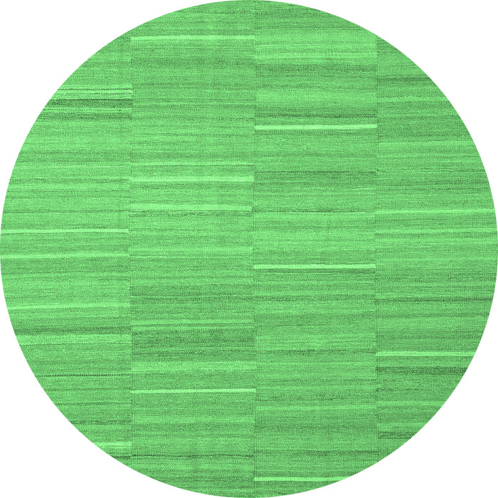 Round Machine Washable Abstract Emerald Green Contemporary Area Rugs, wshcon2765emgrn