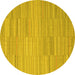 Round Machine Washable Abstract Yellow Contemporary Rug, wshcon2765yw