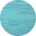 Round Abstract Light Blue Contemporary Rug, con2765lblu