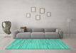 Machine Washable Abstract Turquoise Contemporary Area Rugs in a Living Room,, wshcon2765turq