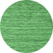 Round Machine Washable Abstract Emerald Green Contemporary Area Rugs, wshcon2766emgrn