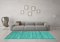 Machine Washable Abstract Turquoise Contemporary Rug, wshcon2766turq