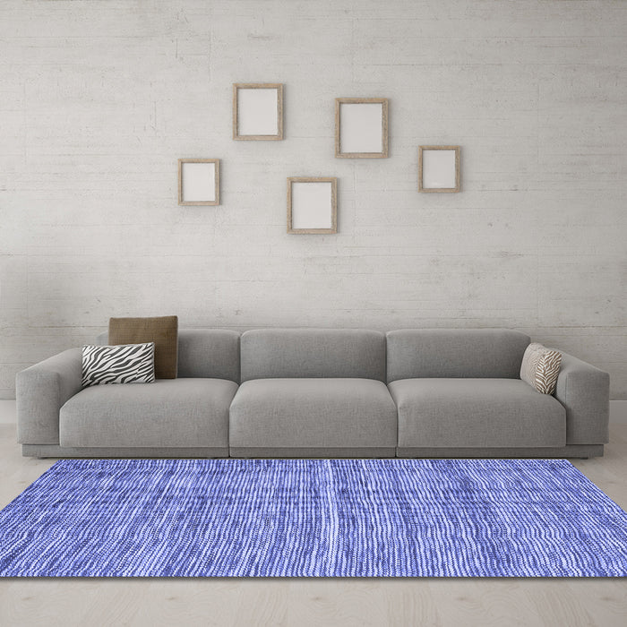 Machine Washable Abstract Blue Contemporary Rug in a Living Room, wshcon2766blu