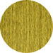 Round Machine Washable Abstract Yellow Contemporary Rug, wshcon2766yw