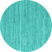 Round Machine Washable Abstract Turquoise Contemporary Area Rugs, wshcon2767turq