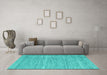 Machine Washable Abstract Turquoise Contemporary Area Rugs in a Living Room,, wshcon2767turq