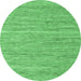 Round Machine Washable Abstract Emerald Green Contemporary Area Rugs, wshcon2767emgrn