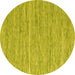 Round Abstract Yellow Contemporary Rug, con2767yw