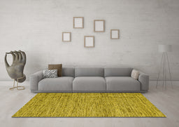 Machine Washable Abstract Yellow Contemporary Rug in a Living Room, wshcon2768yw