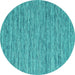 Round Machine Washable Abstract Turquoise Contemporary Area Rugs, wshcon2768turq