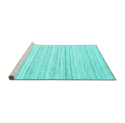 Sideview of Machine Washable Solid Turquoise Modern Area Rugs, wshcon2769turq