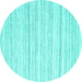 Round Machine Washable Solid Turquoise Modern Area Rugs, wshcon2769turq