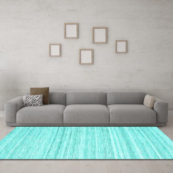 Machine Washable Solid Turquoise Modern Area Rugs in a Living Room,, wshcon2769turq