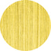 Round Machine Washable Solid Yellow Modern Rug, wshcon2769yw