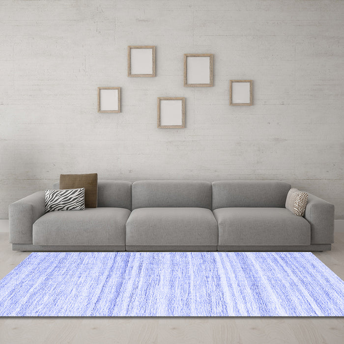 Machine Washable Solid Blue Modern Rug in a Living Room, wshcon2769blu