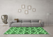 Machine Washable Abstract Emerald Green Contemporary Area Rugs in a Living Room,, wshcon276emgrn