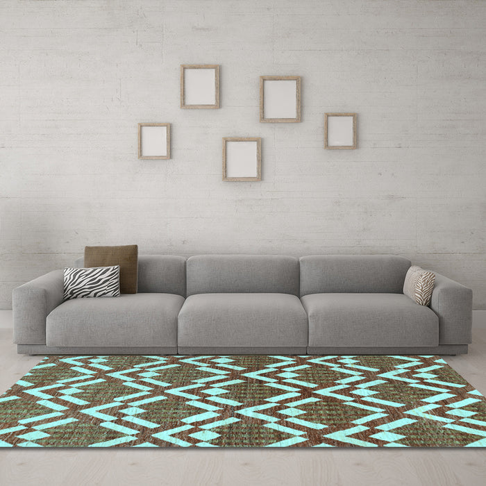 Machine Washable Abstract Light Blue Contemporary Rug in a Living Room, wshcon276lblu